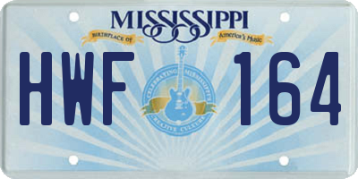 MS license plate HWF164