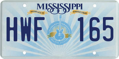 MS license plate HWF165