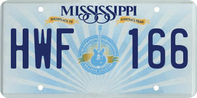 MS license plate HWF166