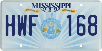 MS license plate HWF168