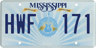 MS license plate HWF171