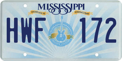 MS license plate HWF172