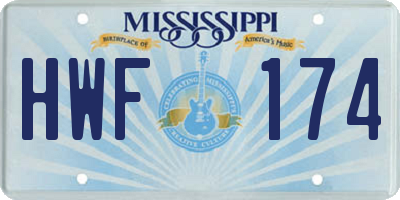 MS license plate HWF174