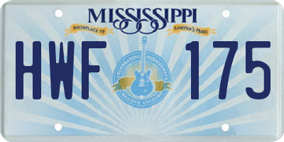 MS license plate HWF175
