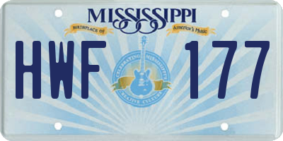 MS license plate HWF177