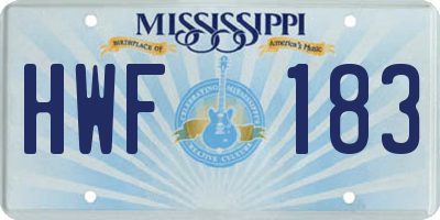 MS license plate HWF183