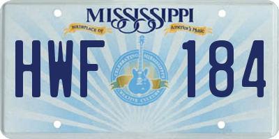 MS license plate HWF184