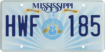 MS license plate HWF185