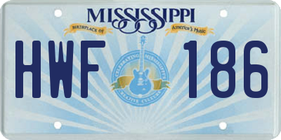 MS license plate HWF186