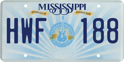 MS license plate HWF188