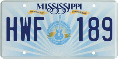 MS license plate HWF189