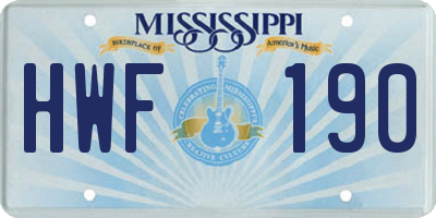 MS license plate HWF190