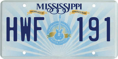 MS license plate HWF191