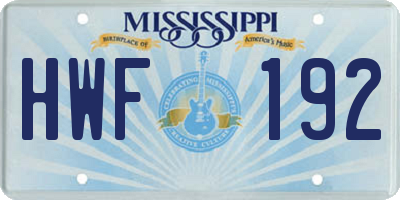 MS license plate HWF192