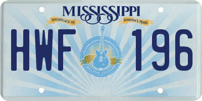 MS license plate HWF196