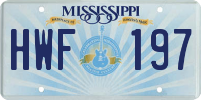 MS license plate HWF197