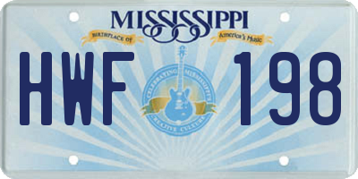 MS license plate HWF198