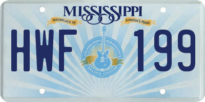 MS license plate HWF199