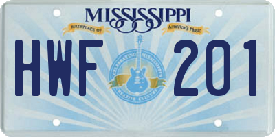 MS license plate HWF201