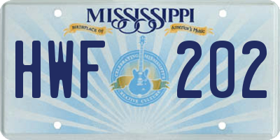 MS license plate HWF202