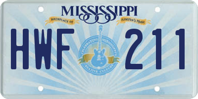 MS license plate HWF211
