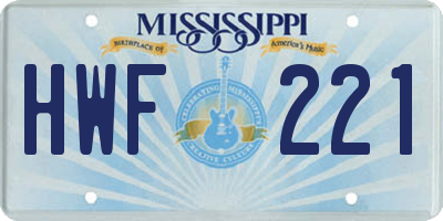 MS license plate HWF221