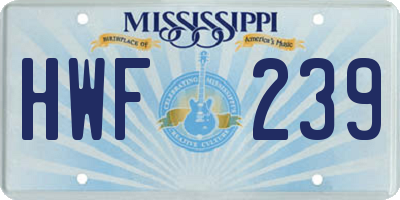 MS license plate HWF239