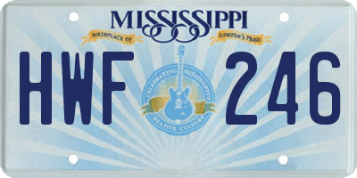 MS license plate HWF246
