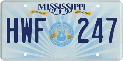 MS license plate HWF247