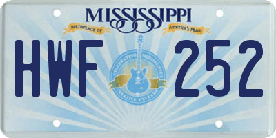 MS license plate HWF252