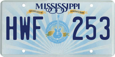 MS license plate HWF253