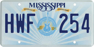 MS license plate HWF254