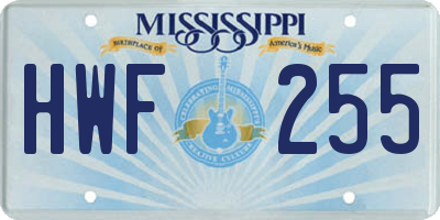 MS license plate HWF255