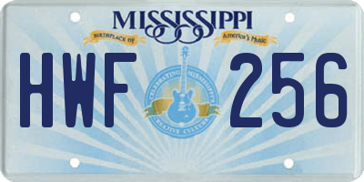 MS license plate HWF256