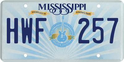 MS license plate HWF257