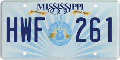 MS license plate HWF261