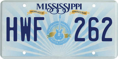 MS license plate HWF262