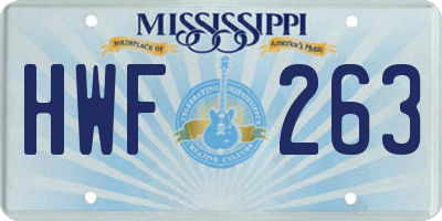 MS license plate HWF263