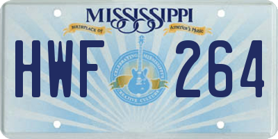 MS license plate HWF264