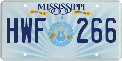 MS license plate HWF266