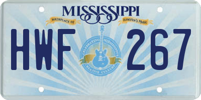MS license plate HWF267