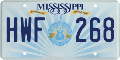 MS license plate HWF268