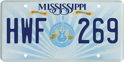 MS license plate HWF269