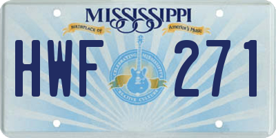 MS license plate HWF271