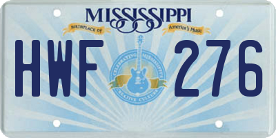 MS license plate HWF276