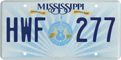 MS license plate HWF277