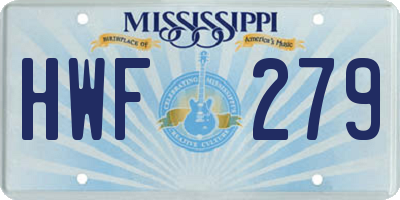 MS license plate HWF279