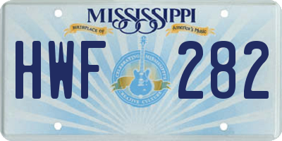 MS license plate HWF282