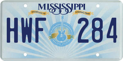 MS license plate HWF284