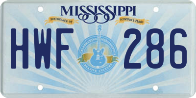 MS license plate HWF286